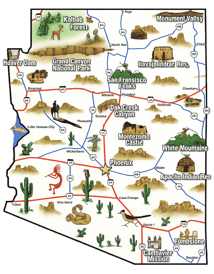 Illustrated map of Arizona service area